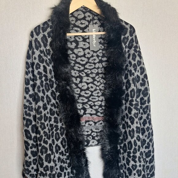 NWT Kimberly.C Faux Fur Soft Leopard Print Cape Shawl One Size Preppy Warm Fall - Picture 3 of 6